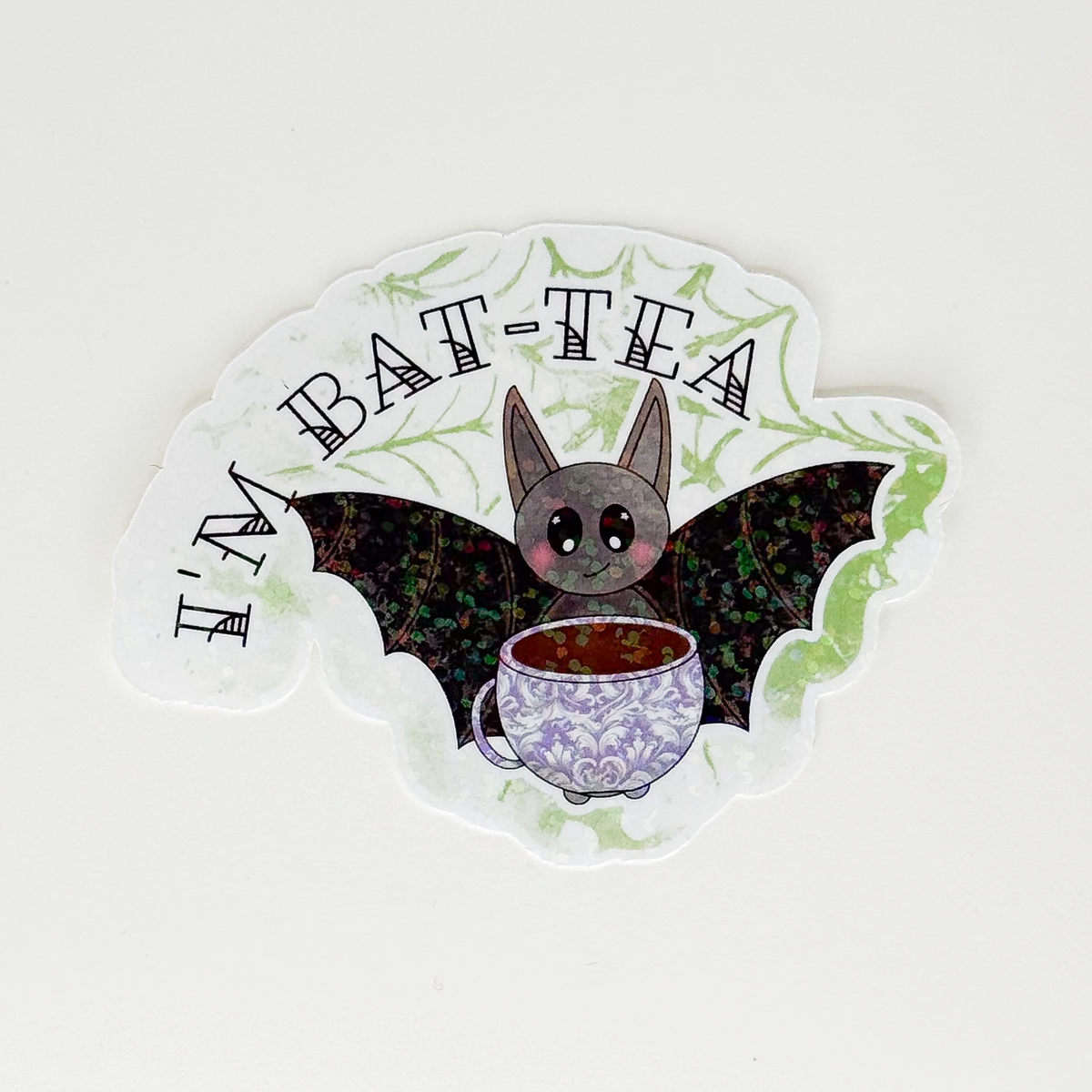 Bat Tea Sparkle Vinyl Sticker