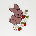 Bunny and Strawberries Vinyl Sticker