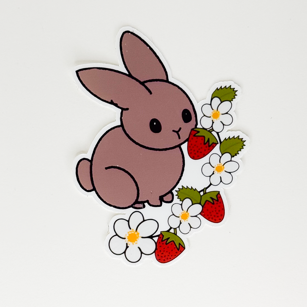 Bunny and Strawberries Vinyl Sticker