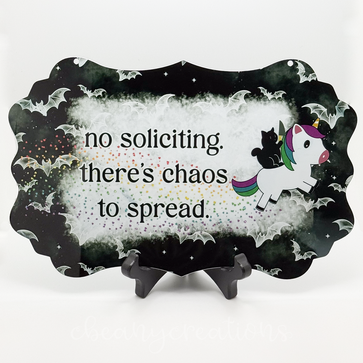 No Soliciting There's Chaos to Spread Metal Sign