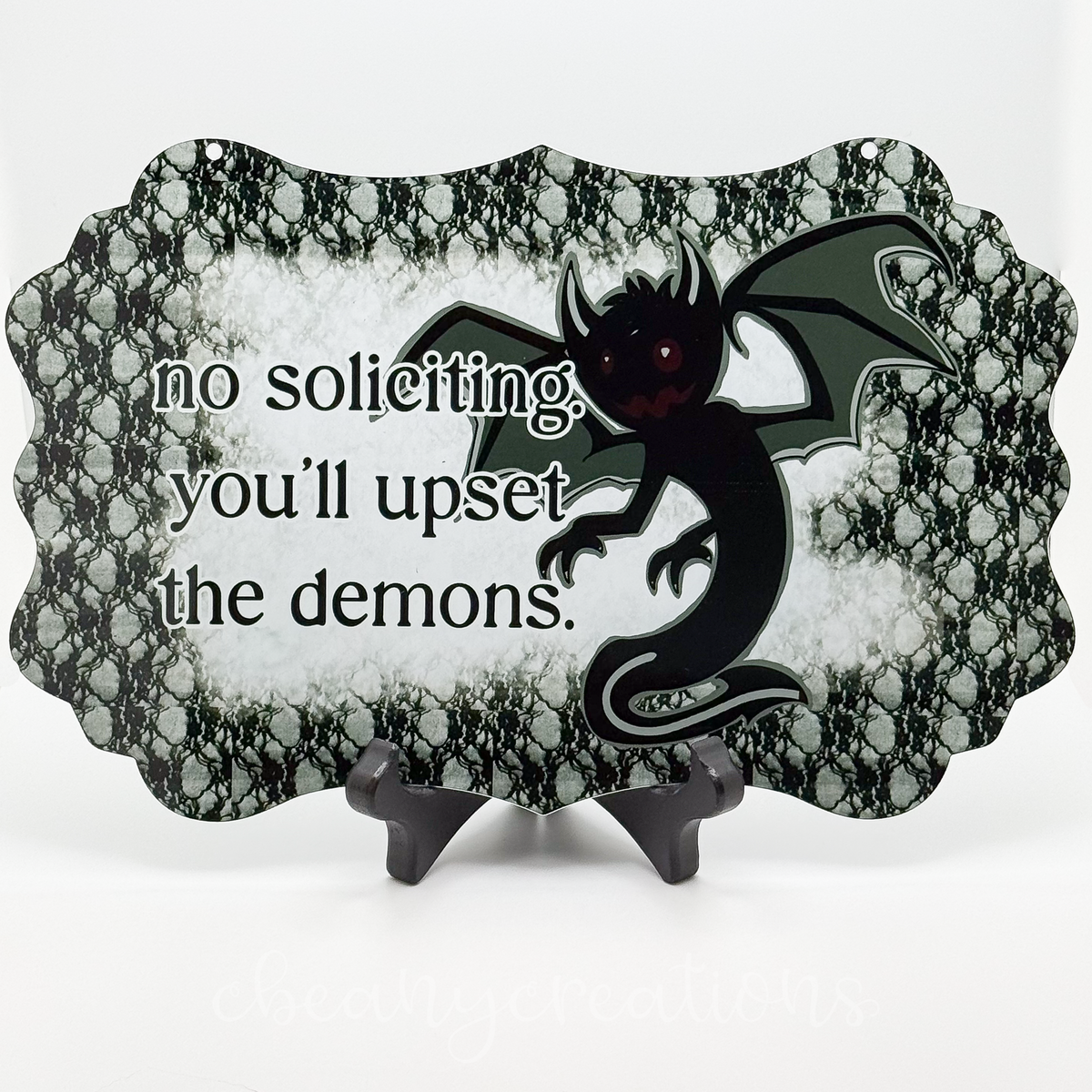 No Soliciting You'll Upset the Demons Metal Sign