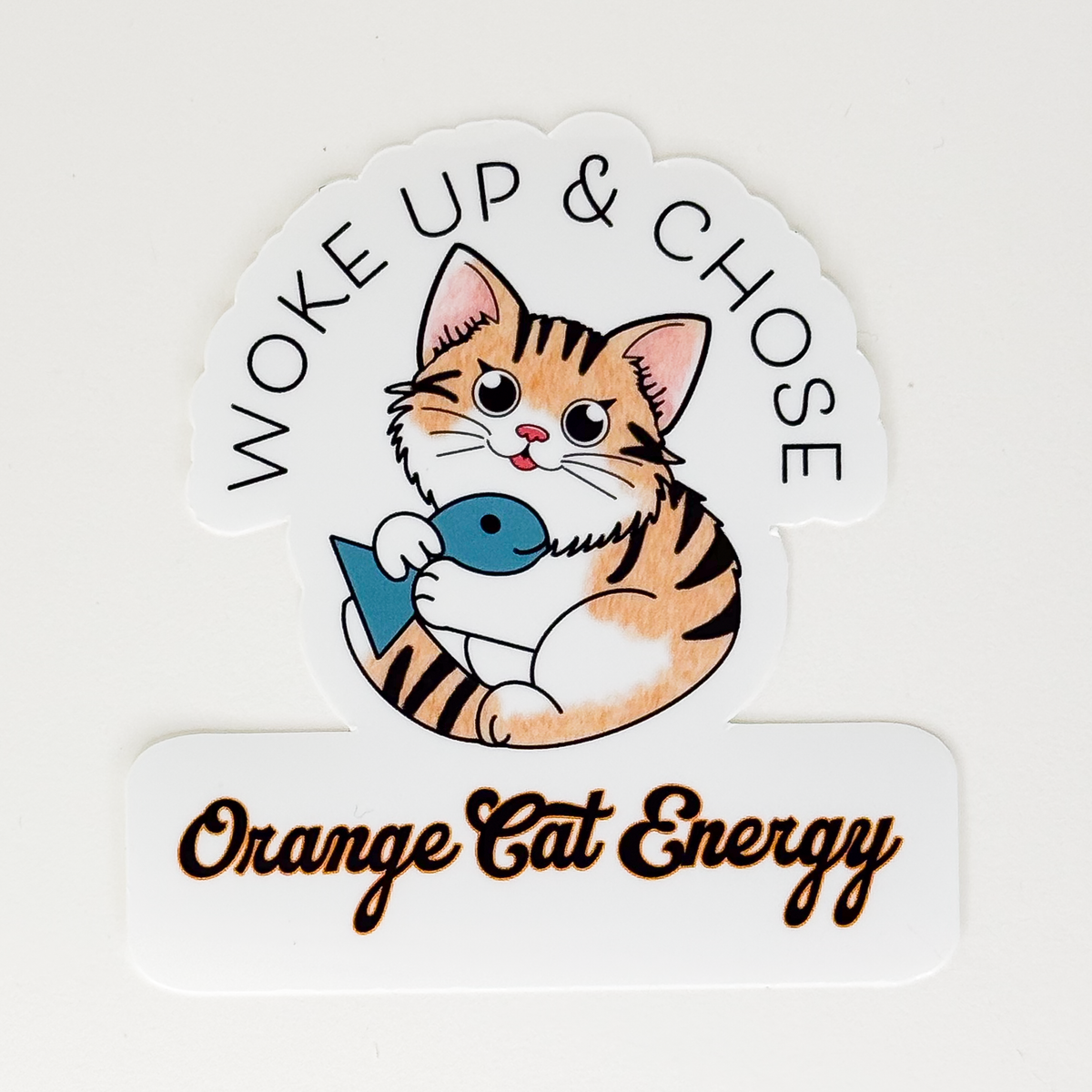 Orange Cat Energy Vinyl Sticker