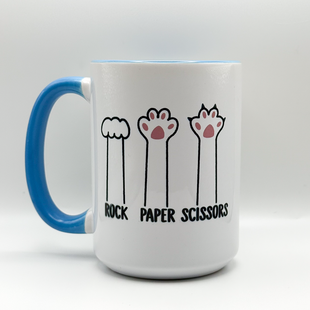 Misfit Mug Rock Paper Scissors Blue Handle