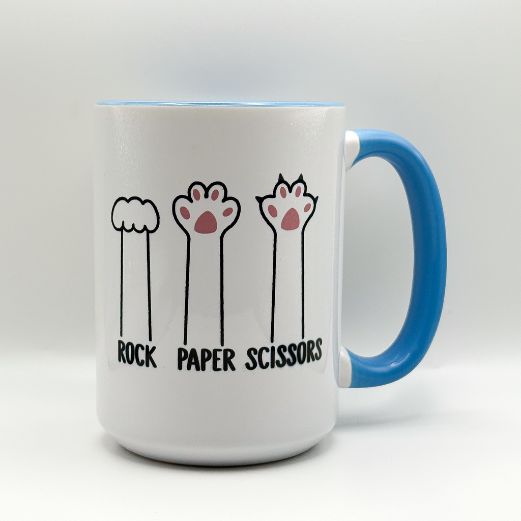 Misfit Mug Rock Paper Scissors Blue Handle